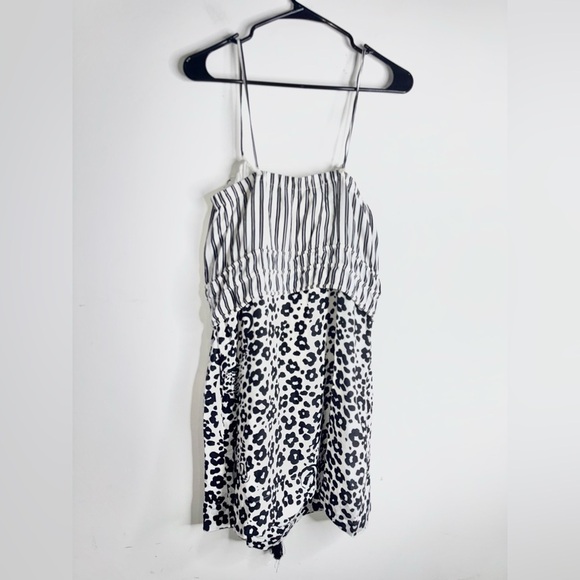 See By Chloe Black White Leopard Striped Silk Mini Dress Sleeveless - Picture 3 of 11